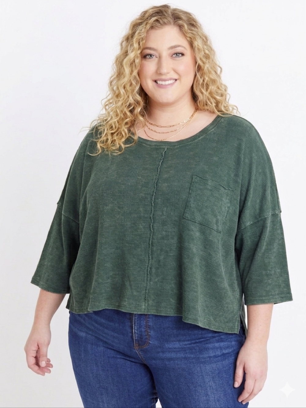 ARULA Relaxed Corduroy Pocket Tunic in Forest Green